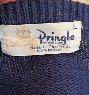 Pringle Of Scotland Vintage Blue Argyle V-Neck Sweater Large